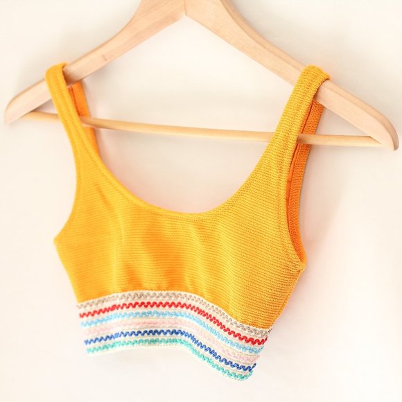 TOPSHOP ORANGE CRINKLE ELASTIC CROP BIKINI TOP - Picture 3 of 5